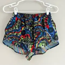 BOA Women’s Black Colorful Patterned Lined Pull On Running Shorts Medium