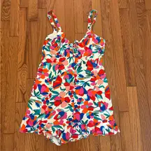 Olivaceous Multicolor Floral Linen Blend Romper