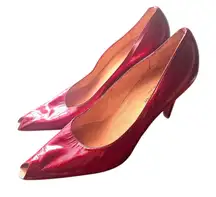 DRIES VAN NOTEN Peep Toe Leather Heels Red Sz 38 (US 7.5)