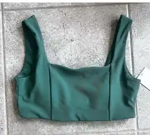 Wilo Sz Large Ribbed Emerald Green Athletic Stretch Sports Bra Removable Pad NWT