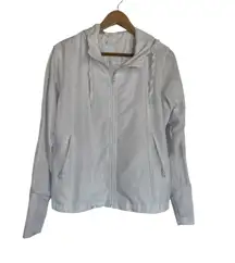 ZYIA Active White Hooded Full Zip Lightweight‎ Windbreaker Jacket Women's Medium