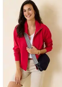 Tommy Bahama Knit Ottoman Jacket Red Zip-Up Size XL Preppy Colorful Coastal Logo