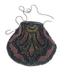 VTG Purse Crossbody Hand Made In Hong Kong‎ Multi Color Beaded Evening Bag