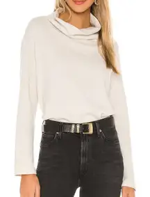 Monrow cowl neck waffle knit pullover in eggshell size‎ XL