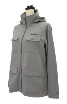 Columbia Women’s Gray Full Zip Utility Jacket Large Hood Pocket Outdoor