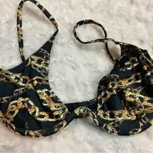 Misguided Chain Print Underwire Bikini Top Size 4 NWT top only