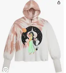NWT Disney Aladdin Princess Jasmine Semi Crop Hoodie Hoody Tie Dye Box Medium M