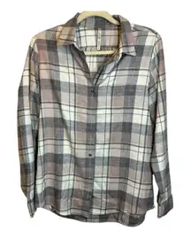 Kuhl Shirt Women's Size Medium Kamila Flannel Plaid Pink Gray
