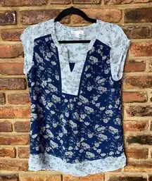 DR2 By Daniel Rainn Multi-Tone Blue Floral Blouse Women's Size Small