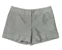 New York & Co Size 4 Shorts Gray Silver Metallic Woven Cuffed Mid Rise Women’s