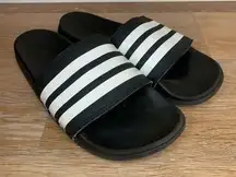 Women’s Black White Striped Slide Sandals