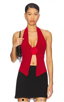 With jean Rose Top in Red