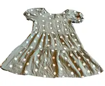 Bohme Sage Green White Polka Dot Print Dress A-Line Short Sleeve Size Medium