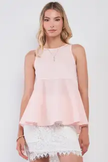 Blush Pink Sleeveless Flowy Babydoll Top