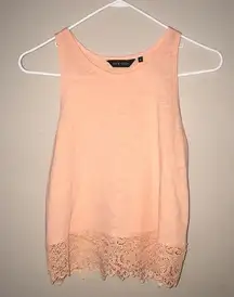 Orange lace trim tank top