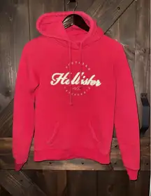 Hollister Women's Sz XS‎ Red Hoodie Hooded Sweatshirt Letterman Spell Out