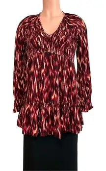 BeachLunchLounge Collection Women's Talia Brush Strokes‎ Tunic Top Red Size XS