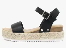 Soda CLIP ~ Women Open Toe Ankle Strap Platform Espadrille Sandal