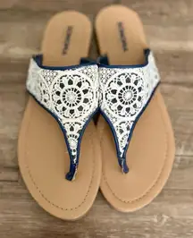 Sonoma Blue & White Embroidered Sandals for Women, Size 11