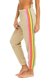 Aviator Nation - 5 Stripe Sweatpants in Sand/Pink/Green