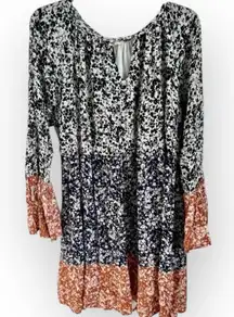 143 Story by Line Up Tiered Flowy Dress Long Bell Sleeve Floral Print  M