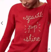LOFT Red Sparkle Pop Shine Holiday Sweater