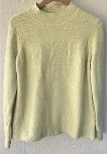 COS Women Mock Neck Wool Sweater Light Yellow Lightweight Knit Pullover Size L