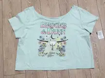 Brooks & Dunn Neon Moon Graphic Crop Top T-Shirt Womens Plus 3X Country Western