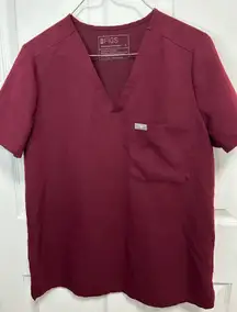 Figs Women’s Deep Red V-Neck Shirt