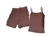 SKIMS Sleep Set Size XXS JASPER BROWN Tank Top & Shorts Pajamas NWT