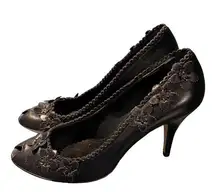 Hollywould Italy Black Peep Toe Heels