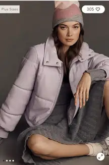 Anthropologie Faux Leather Puffer Jacket