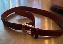 Lauren Ralph Lauren Brown Leather Embossed Croc Belt Silver Buckle Women's Small