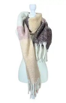 Express oversized squares fringe fluffy scarf