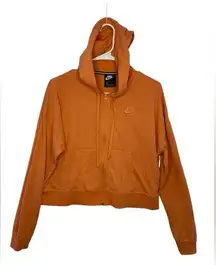 Hoodie‎ lightweight Sweater Jacket Orange Size Small Full Zip cropped