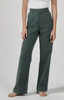 THRILLS- Carpenter Full Length Pant Mallard Green Straight Leg Utility 90s