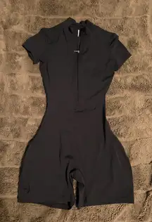 Zip-up athletic romper