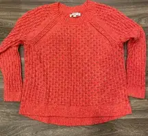 Loft Plus Coral Open Weave Crew neck Spring Sweater Size 16 Coral