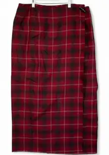 Liz Claiborne Tartan Wool Plaid Wrap Skirt Ralph Lauren Christmas Size 16