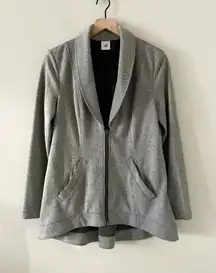 CAbi Jersey Knit Blazer Jacket with Zipper Detail in Thin Black & Gray Stripe S