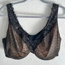 Lane Bryant Cacique Unlined Full Coverage Bra with Lace Black Sz 42F