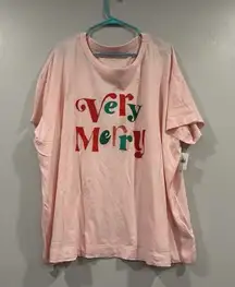 Old Navy Very Merry Pink Short Sleeve Shirt 3X
