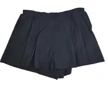 MTA Shorts Womens XL Black Ribbed Knit Pleated Front Stretchy Elastic Waistband