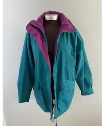 Vintage Pacific Trail Coat Large Teal Purple Hooded Jacket Coat Lined Outerwear*
