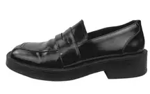 Zara Black Patent Leather Square Toe Chunky Platform Loafer Shoes Sz EU 39 US 8
