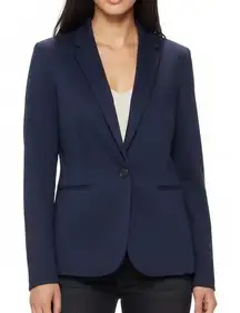 Joules Great Britain Navy Blue Blazer 12 Polka Dot Lined One Button Cotton Poly‎