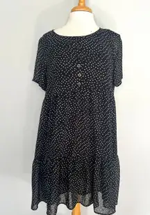 Cotton Blue Cotton Bleu Black White Polka Dot Maternity Dress