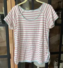 LAKE Pajamas short sleeve tee sorbet blue trim barbie pink stripes tshirt pima