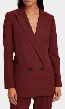 Ganni Suiting Blazer Double Breasted in Samba Plaid Red Size S