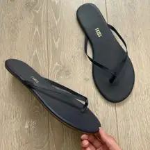 Tkees Shoes Sandals Lily Liner Leather Flip Flops Flat Minimal Navy Blue Sz 10